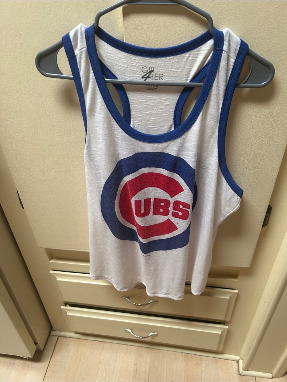 Chicago Cubs White Tank with Blue & Red Logo